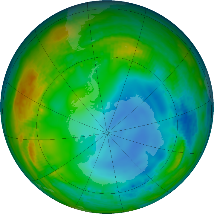 Antarctic ozone map for 08 July 2001